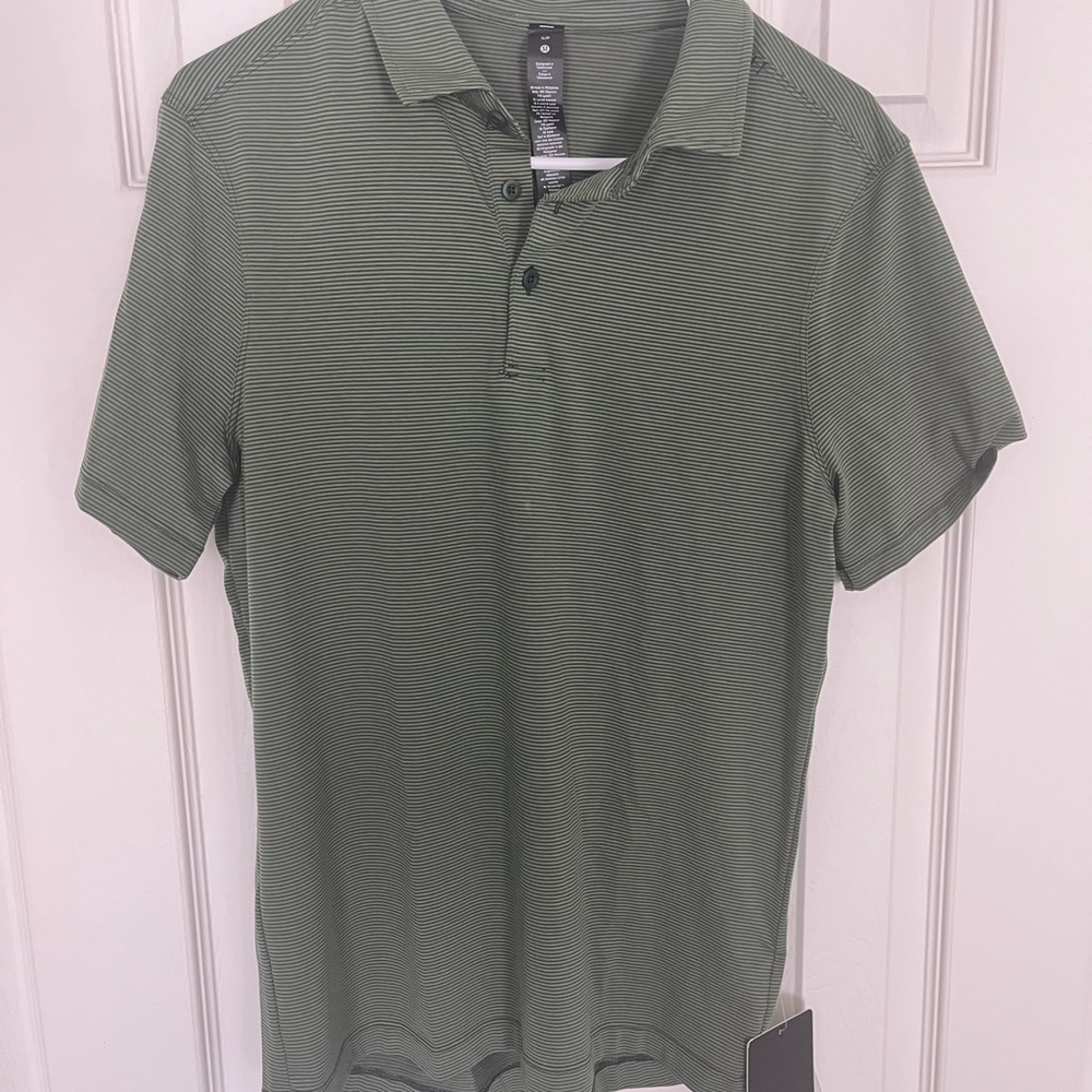 lululemon athletica Olive Striped Polo Shirt